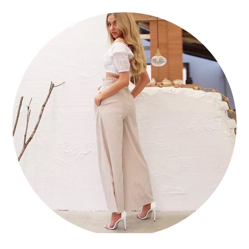 Wide Leg high Waisted Paper Bag Pants - Picture 8 of 8